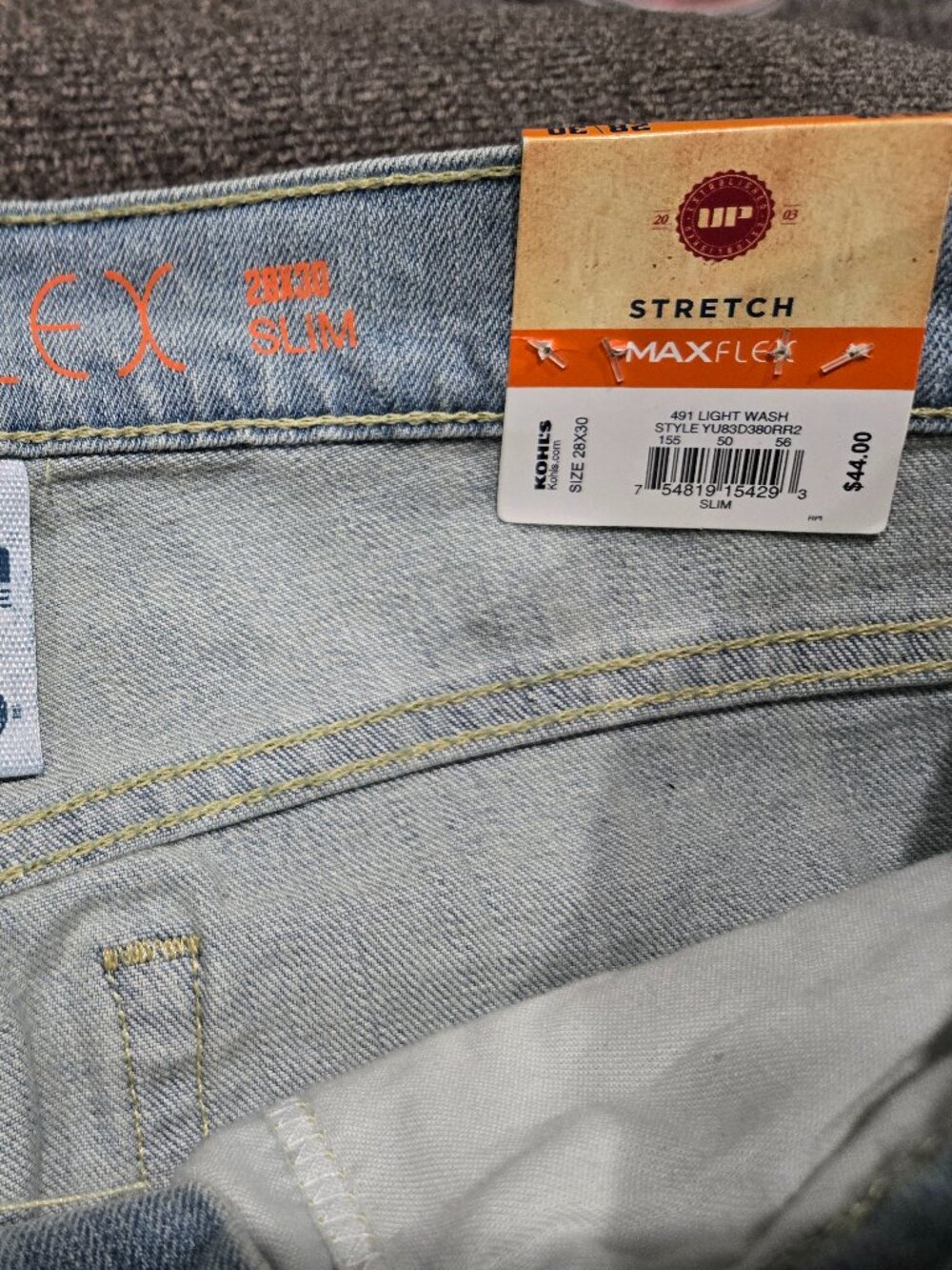 Urban Pipeline Slim Light Wash Denim Jeans Stretch 5-Pocket Button Zip Men's NEW - Picture 6 of 6